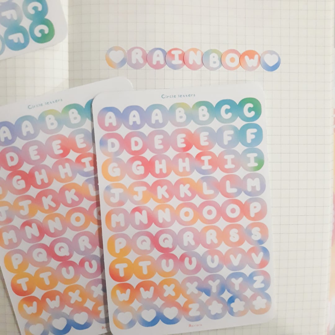 Circle Letter Stickers Set Bubble Letter Stickers Rainbow Letters