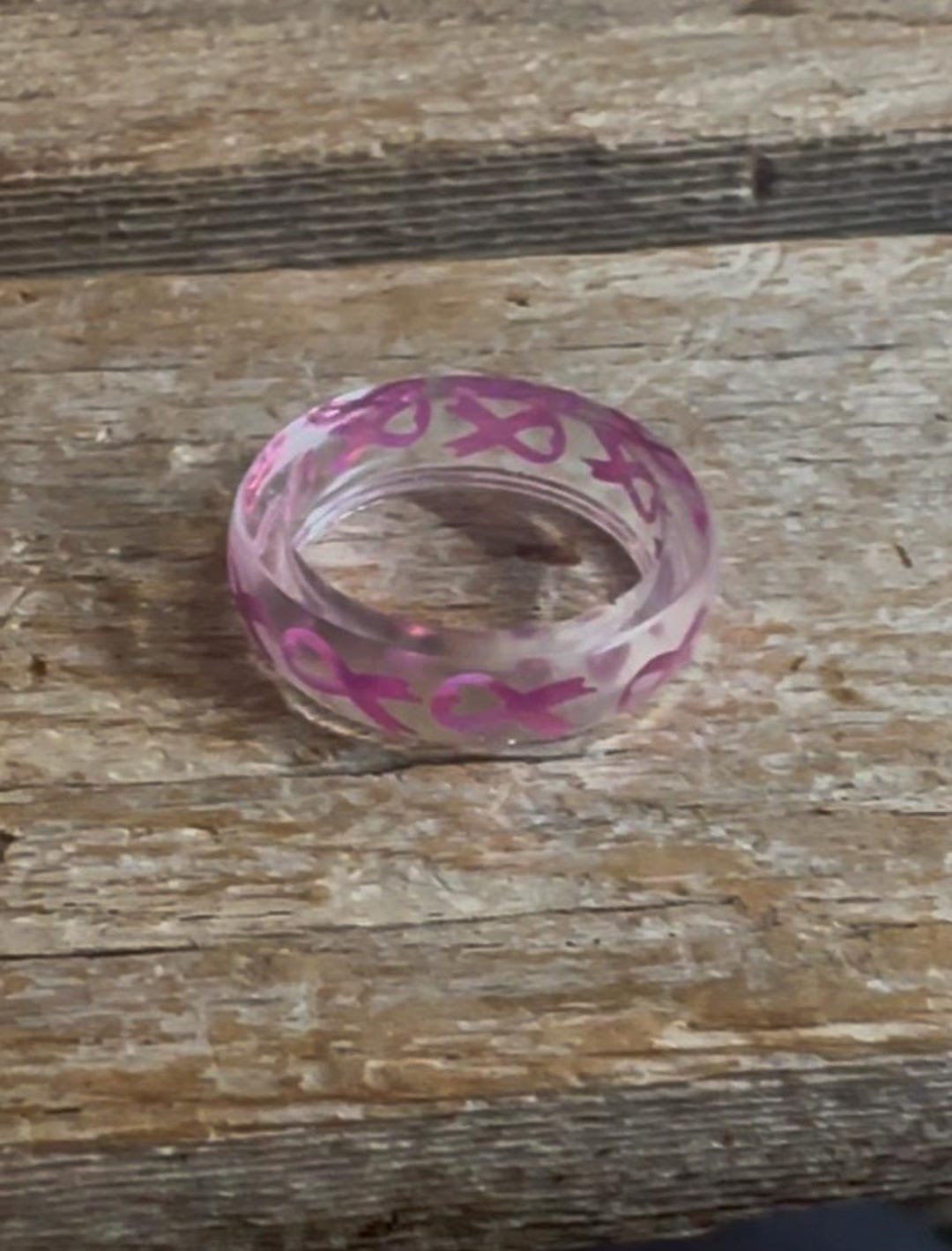 Clear Ring With Pink Ribbons - Etsy