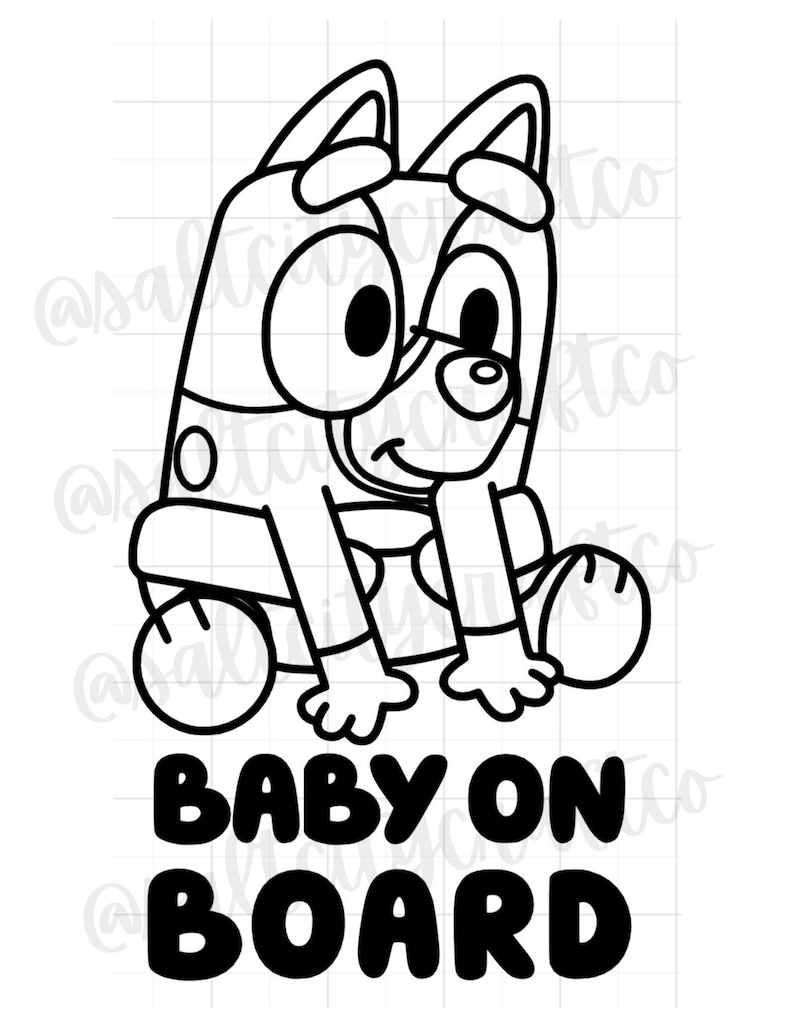 Bluey Baby on Board Vinyl Decal, Bluey Decal Etsy Ireland