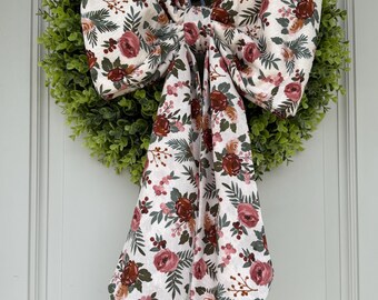Fall Bow, Floral Bow, Fall Floral Bow, Wreath Bow, Bow, Large Fabric Bow, Fall Wreath Bow