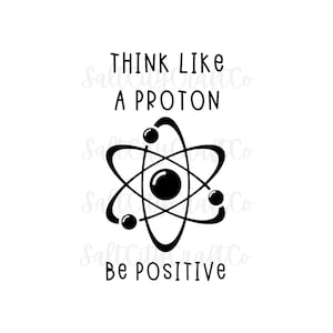 Think Like a Proton Always Positive Digitales Bild, Digital Ready to Cut Bild, Digitales Bild, Digitales Bild, Wissenschaft Digitales Bild,