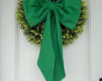 Laço de Natal, Laço de guirlanda verde, Laço de guirlanda de tecido, Laço verde, Natal verde, Laço de tecido grande, Laço, Laço de porta da frente, Laço de luzes de Natal