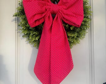 Laço de bolinhas, Laço vermelho, Laço festivo, Laço de Natal, Laço de Dia dos Namorados, Laço para guirlanda de outono, Laço de tecido para guirlanda, Laço grande de tecido, Laço, Laço para porta de entrada