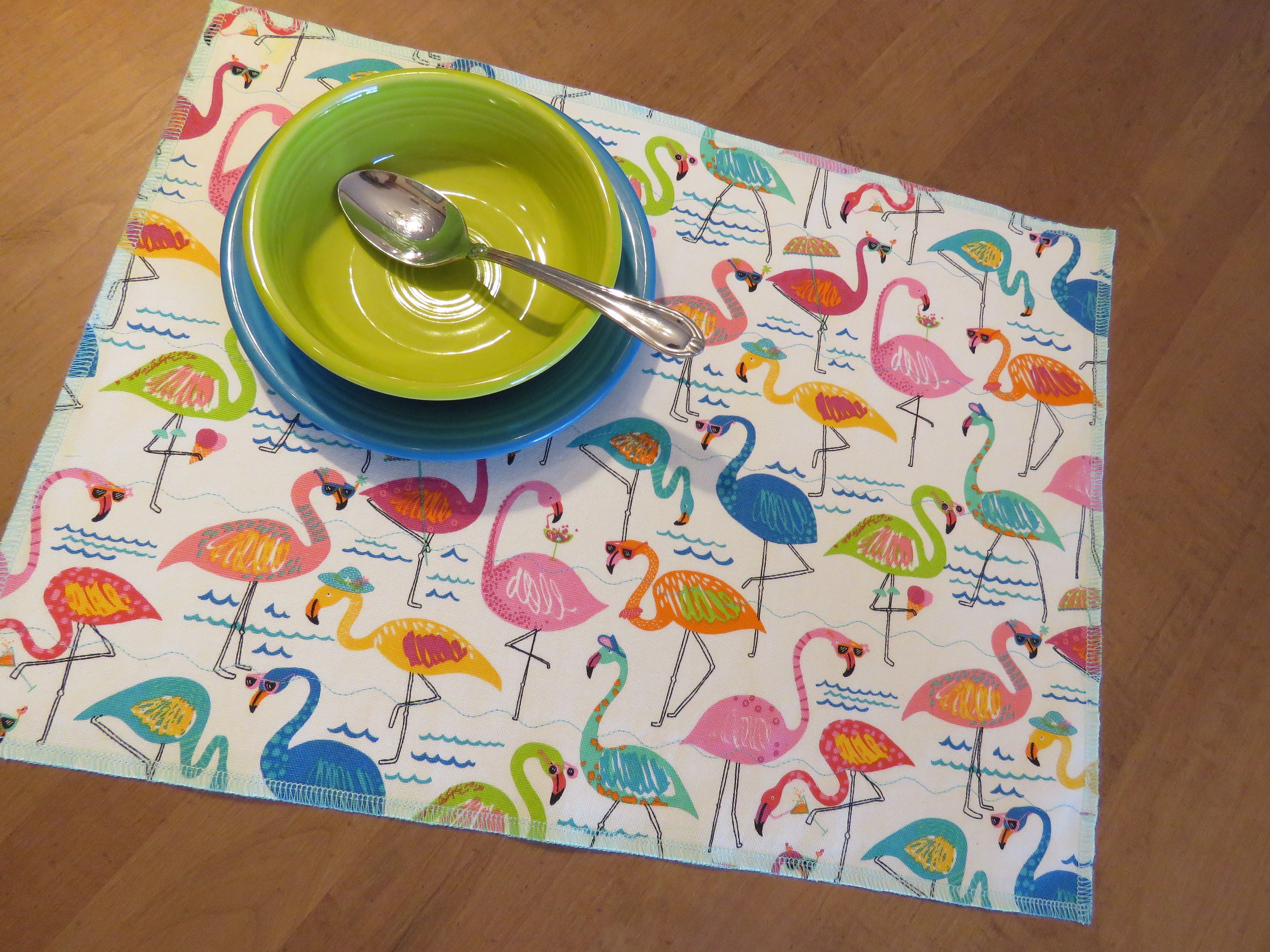 Flamingo Placemats Set of 4 Coastal Placemats Beach House Etsy UK