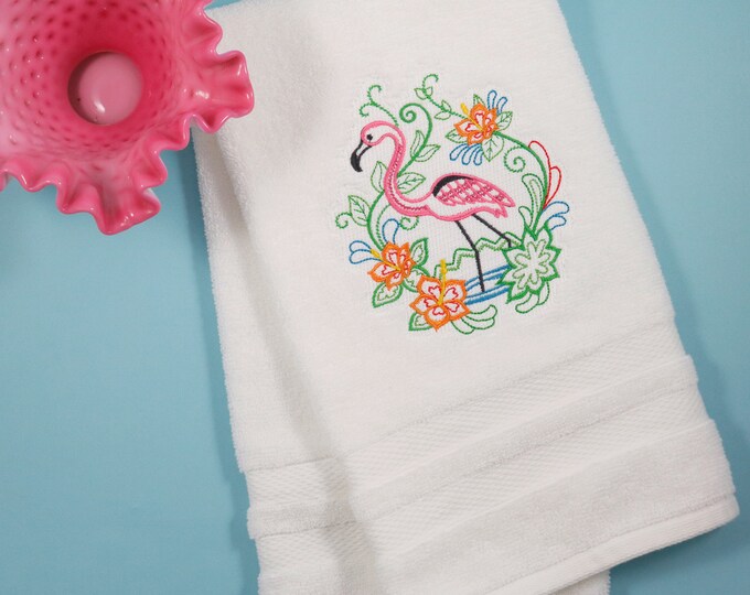 Flamingo Hand Towel Tropical Bird Coastal Décor Tropical Etsy