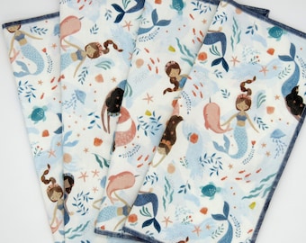 Cloth Napkins, Children's Napkins, Set of 4, Mermaid gift
