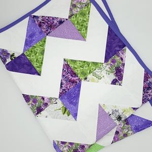 Purple Green Floral Quilted Throw Blanket, 36x45 Inch Cotton Playmat