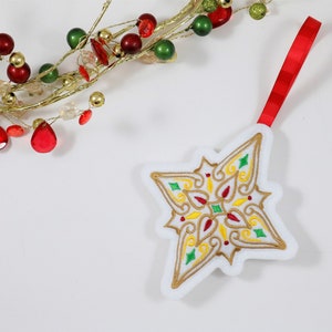 Embroidered Christmas Ornament, Holiday Decor, Embroidered Felt Ornament, Soft Christmas Tree Ornament, Folk Art, Hostess Gift, Teacher Gift