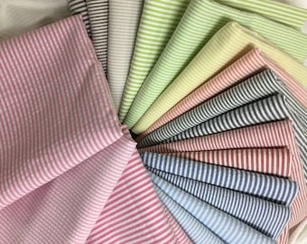 Tela de algodón 100% seersucker a rayas, 145 cm de ancho, por metros para proyectos de costura.