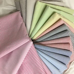 Brown & White Striped Seersucker Fabric: 100% Cotton, 57&quot; Wide