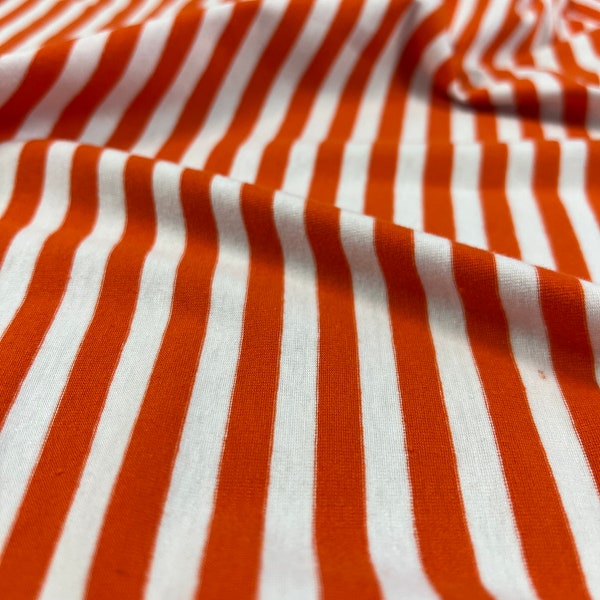 Classic & beautiful high quality Jersey Knit 1/3” Orange Stripe Yarn Dyed  Cotton Spandex