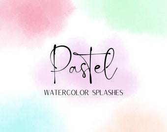 Pastel Watercolor Splashes, Watercolor Clipart, Watercolor Paint Stroke Elements