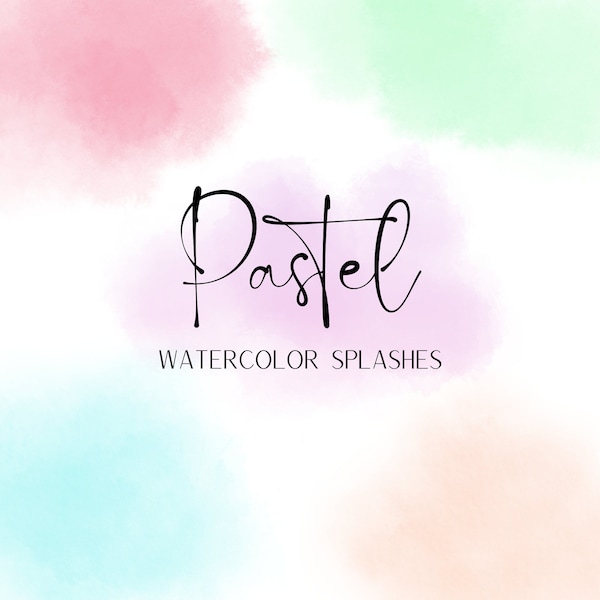 Pastel Watercolor Splashes, Watercolor Clipart, Watercolor Paint Stroke Elements