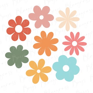 Retro Blumen SVG, Blumen Clipart, Daisy Flower Schnittdatei, digitaler Download, Cricut, Silhouette Schnittdatei
