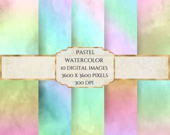 Papel digital de acuarela pastel, textura de acuarela, papel de álbum de recortes imprimible