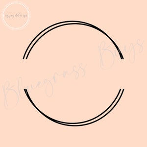 May include: A black double circle frame with a white background. The frame is perfect for adding text or images.