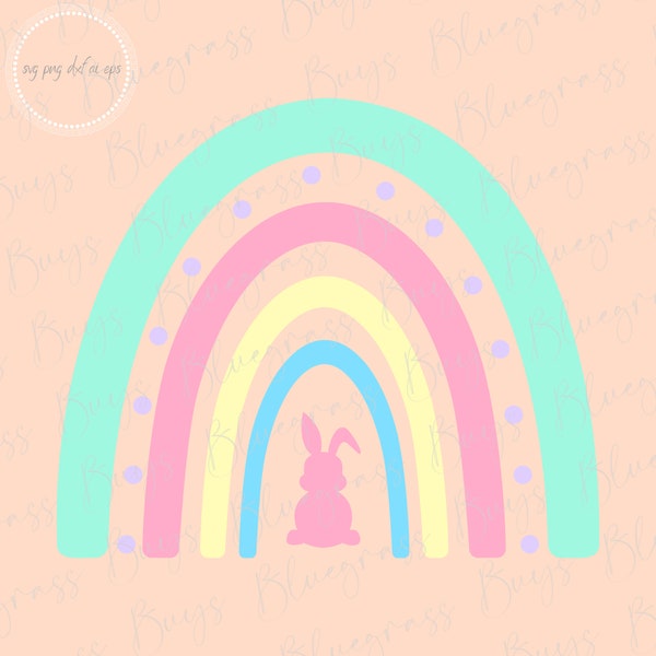Easter Rainbow SVG, Boho Rainbow Png, Easter Bunny Svg, Digital Download, Cricut, Silhouette Cut File