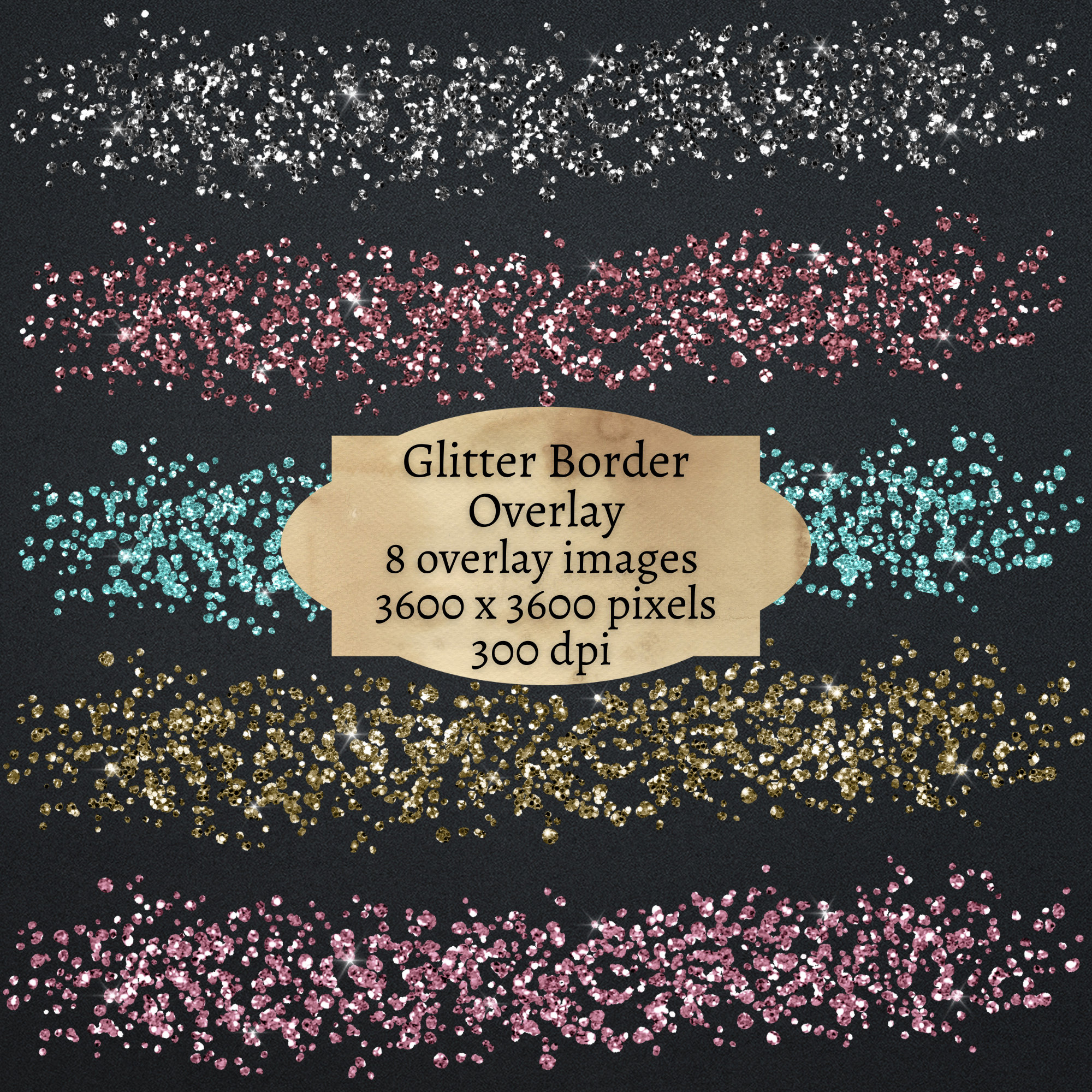 Glitter Border Overlay, Sparkle Overlay PNG, Diamond Confetti Overlay