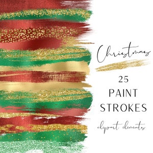 Paint Strokes Png, Brush Stroke Clipart, Paint Stroke Elements, Christmas Clipart