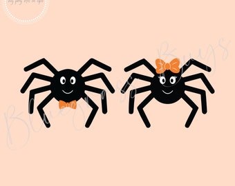 Girl & Boy Spider SVG - Cute Spider Halloween SVG - Halloween Clipart - Digital Download - Cricut - Silhouette Cut File