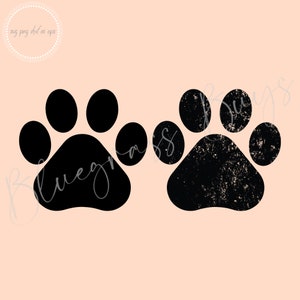 Paw Print SVG, Dog Paw Print SVG, Distressed Animal Print PNG, Digital Download, Cricut, Silhouette Cut File