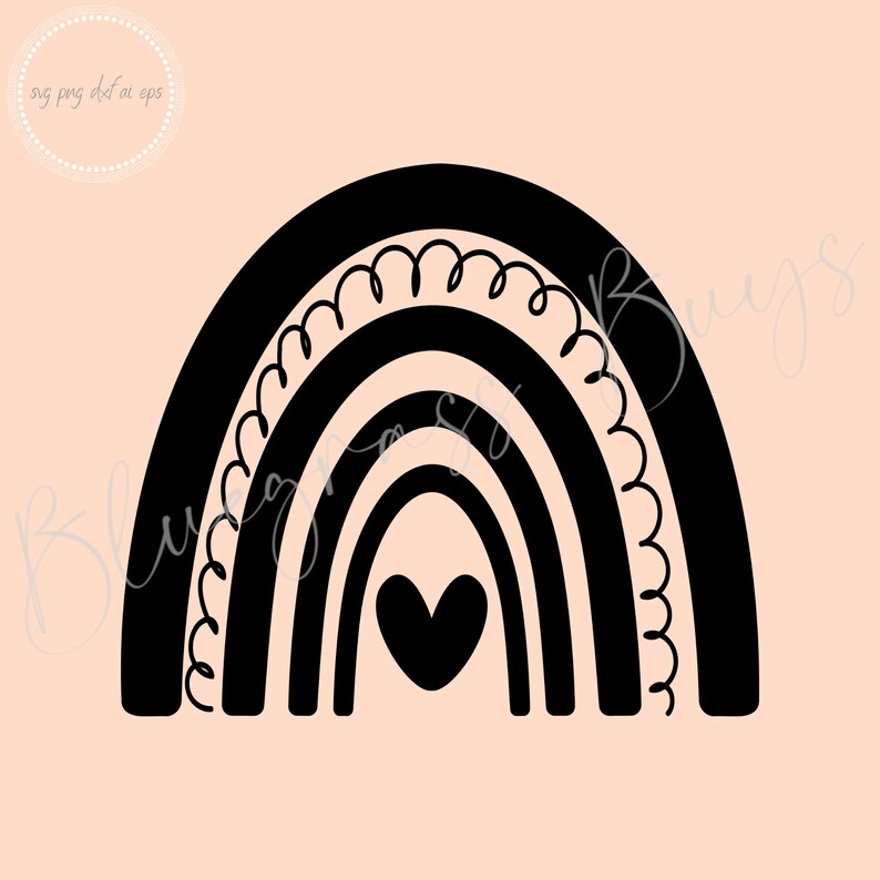 Boho Rainbow SVG, Rainbow Clipart, Rainbow With Heart Cut File, Digital ...