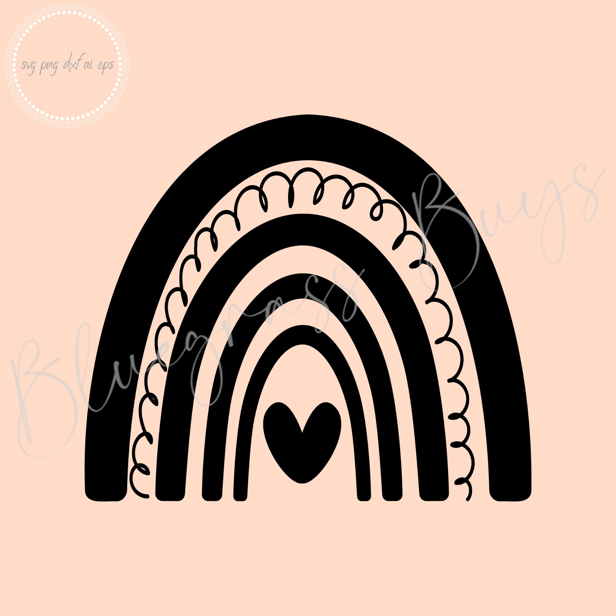 Boho Rainbow SVG, Rainbow Clipart, Rainbow With Heart Cut File, Digital ...