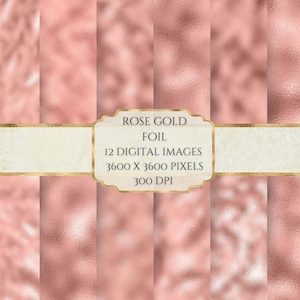 Rose Gold Foil Digital Paper, Metallic Texture, Foil Texture Paper, Printable Scrapbook Paper
