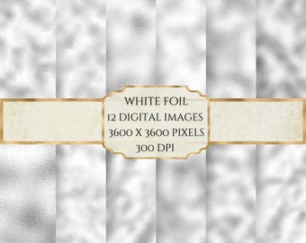 White Foil Digital Paper, Metallic Texture, Foil Texture Paper, Printable Scrapbook Paper