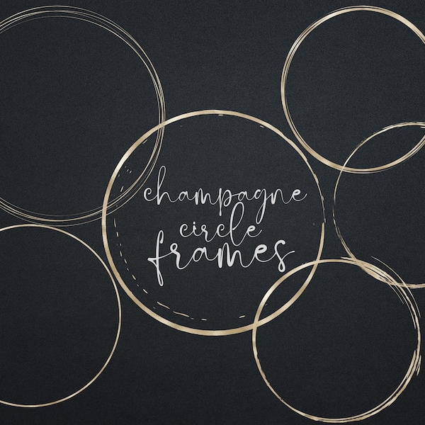 Champagne Foil Circle Frames, Frame Clipart, Round Metallic Circle Elements