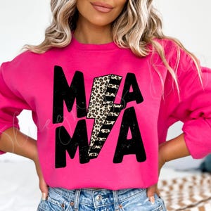 Mama Distressed Leopard Lightning Bolt PNG - Mama T-Shirt Design