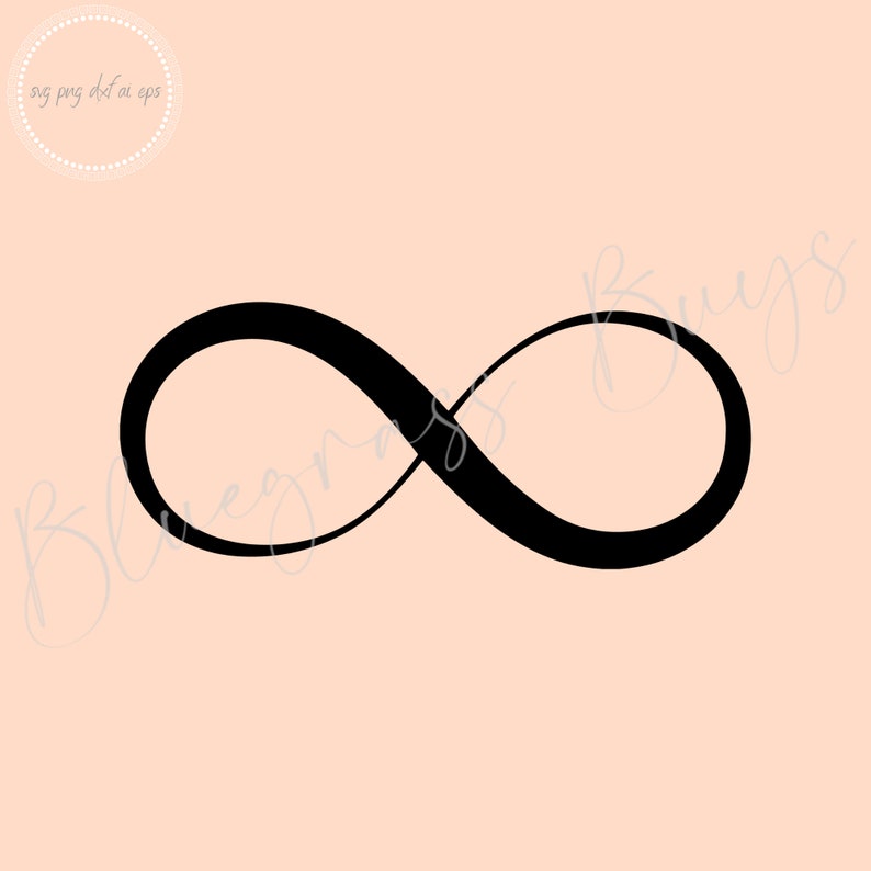 May include: A black infinity symbol, a continuous loop representing eternity, isolated on a light peach background.