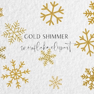 Gold Shimmer Snowflakes PNG, Snowflake Clipart, Glitter Christmas Clipart