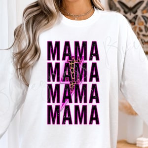 Mama Neon Leopard Lightning Bolt PNG - Mama Lightning Bolt T-Shirt Design