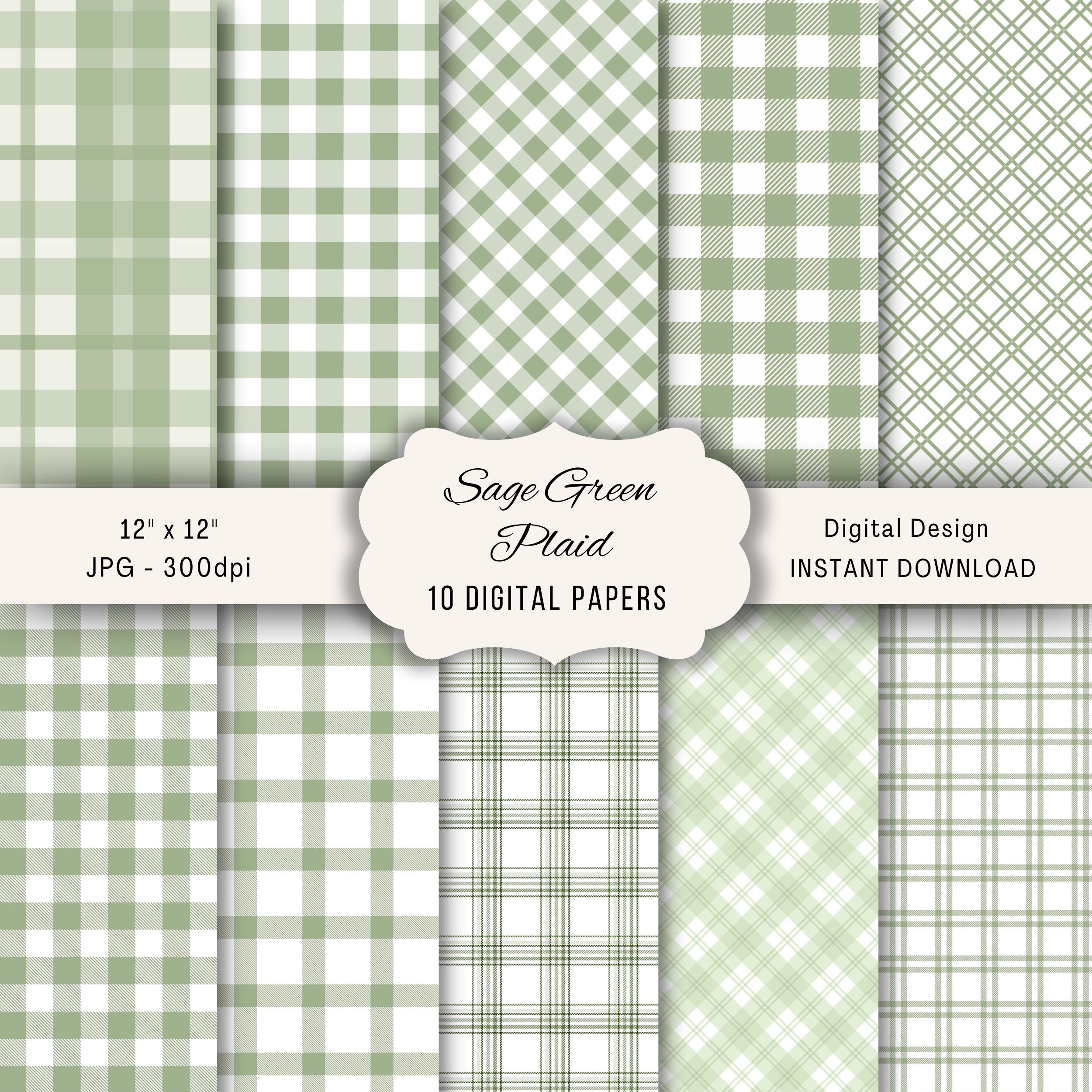 Sage Green Plaid Seamless Pattern, Light Green Digital Paper, Gingham Plaid Seamless Patterns, Scrapbook Paper For Baby Showers