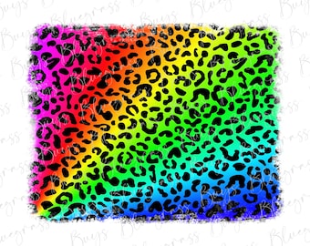 Rainbow Leopard Print Background PNG, Cheetah Print Background PNG, Leopard Sublimation Design