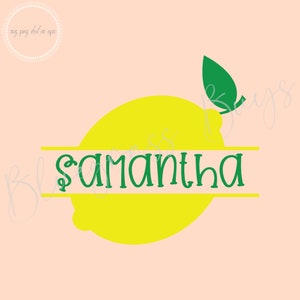 Lemon Monogram SVG, Lemon Name Frame SVG, Fruit Clipart, Digital Download, Cricut, Silhouette Cut File