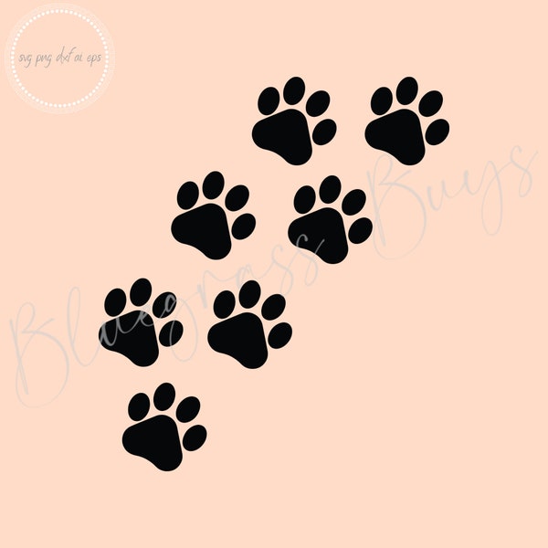 Dog Paw Print Track SVG - Dog Paw Print Trail SVG - Digital Download - Cricut - Silhouette Cut File