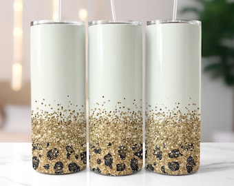 Glitter Leopard Skinny Tumbler Wrap - 20 Unzen Straight & Tapered Wrap Design - Tumble PNG Sublimation