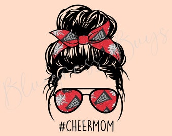 Messy Bun Mom Life Png, Cheer Mom Png, Cheerleading Clipart, Cheer Mom Sublimacja