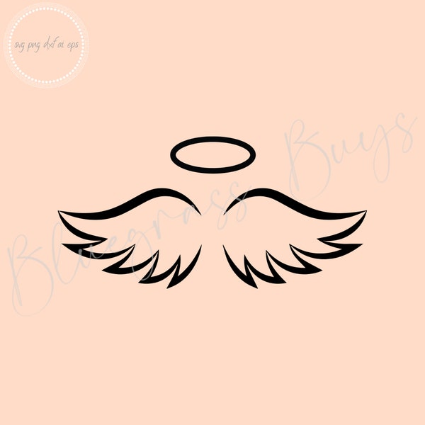 Angel Wings SVG, Angel Halo Png, Angel Clipart, Digital Download, Cricut, Silhouette Cut File