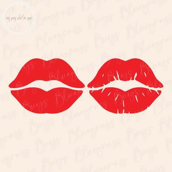 Lips SVG, Red Lips Png, Kiss SVG, Digital Download, Cricut, Silhouette Cut File