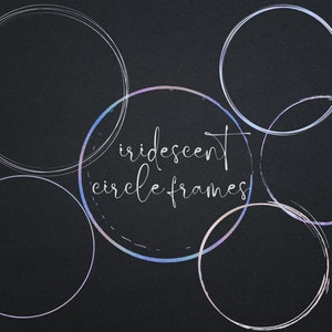 Iridescent Circle Frames, Frame Clipart, Round Metallic Circle Elements