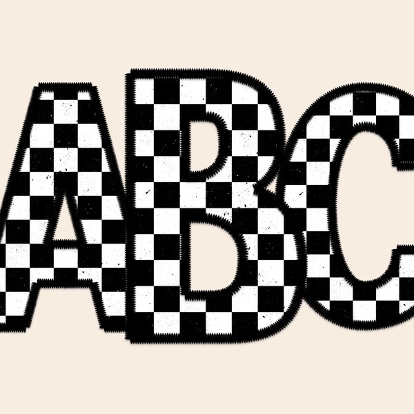 Faux Embroidery Checkered Alphabet png, Faux Stitch Letters, Embroidery Stitch Alphabet