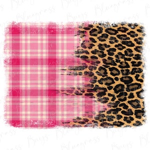 Pink Buffalo Plaid and Leopard Background PNG, Cheetah Background Sublimation, Grunge Backsplash