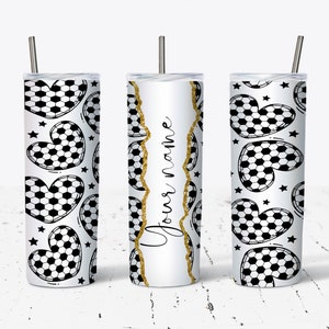 Heart Soccer Skinny Tumbler Wrap - 20oz Straight & Tapered Wrap Design - Tumbler PNG Sublimation