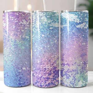 Sequins Glitter Skinny Tumbler Wrap - 20oz Straight & Tapered Wrap Design - Tumbler PNG Sublimation