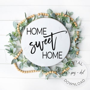 Hogar, dulce hogar SVG, Letrero de granja SVG, Archivo de corte de bienvenida Hello, Decoración de letrero para el hogar