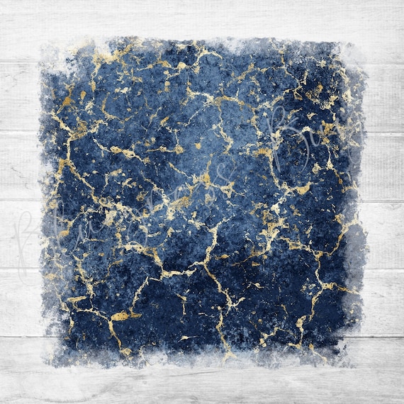 Navy Blue & Gold Marble Background Gold Marble Stone Grunge Etsy
