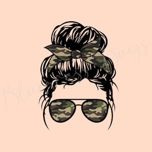 Messy Bun Mom Life Png, Camouflage Print, Mom Life Sublimation, Camo Print Clipart